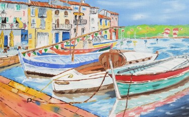 Painting titled "Port de Martigues" by L'Atelier De La Commanderie, Original Artwork, Oil