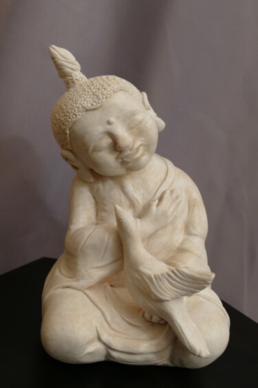 Scultura intitolato "192 - Bouddha Ado O…" da L'Atelier De Nanou, Opera d'arte originale, Terracotta