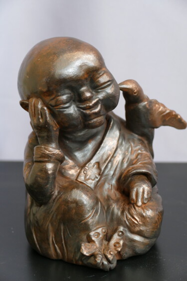 Sculpture titled "190 - LITTLE BOUDDHA" by L'Atelier De Nanou, Original Artwork, Terra cotta