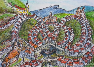 Drawing titled "Ouro Preto city(Bla…" by L'Atelier, Original Artwork