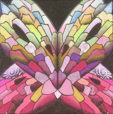 Картина под названием "Papillon" - Laurence Canicave, Подлинное произведение искусства, Коллажи