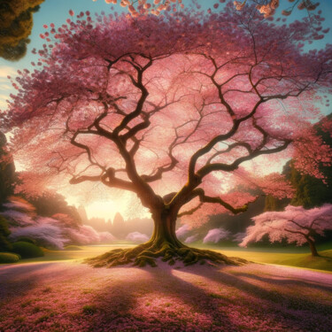 Digital Arts titled "Sakura tree" by Laurence Linsenmaier, Original Artwork, AI generated image