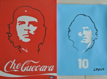 Painting titled "Diego Armando Marad…" by D7u1c7, Original Artwork, Stencil