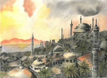 Peinture intitulée "Istambul" par L Delafon, Œuvre d'art originale, Pastel