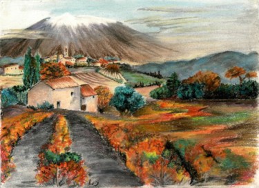 Peinture intitulée "Provence" par L Delafon, Œuvre d'art originale, Pastel