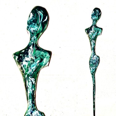Sculpture intitulée "Déesse marbrée vert" par Loïc De Langenhagen, Œuvre d'art originale, Résine
