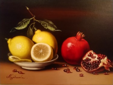 Peinture intitulée ""Натюрморт с лимона…" par Liudmila Gurbanova, Œuvre d'art originale, Huile