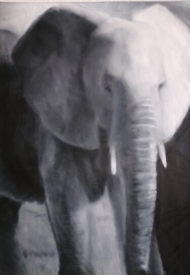 Peinture intitulée "Éléphant" par L.Kissner, Œuvre d'art originale, Huile