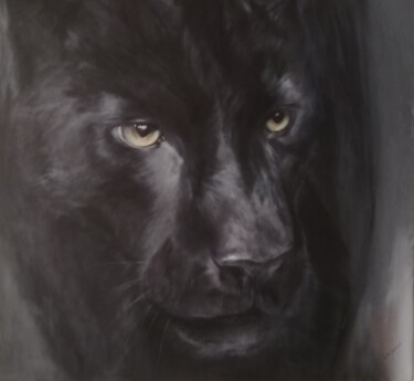 Peinture intitulée "Black Panther" par L.Kissner, Œuvre d'art originale, Huile Monté sur Châssis en bois
