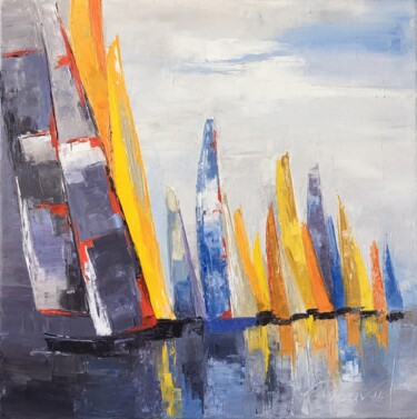 Peinture intitulée "Au rythme des marées" par Laurence Mauviel, Œuvre d'art originale, Huile