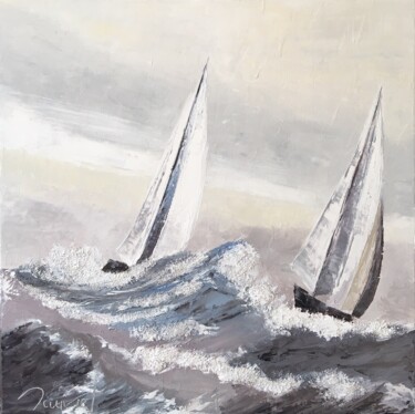 Painting titled "Côte à côte" by Laurence Mauviel, Original Artwork, Oil