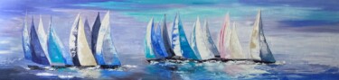 Painting titled "La Voile rose" by Laurence Mauviel, Original Artwork, Oil