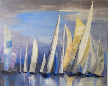 Peinture intitulée "Belle-Ile en Mer" par Laurence Mauviel, Œuvre d'art originale, Huile