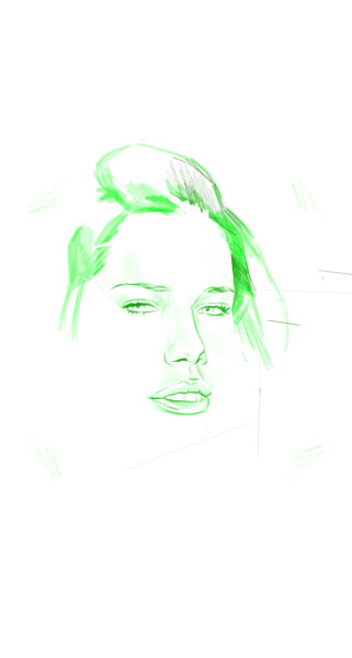 Arte digitale intitolato "ritratto-verde.jpeg" da Lorenzo Milone, Opera d'arte originale, Pittura digitale