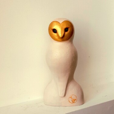 Sculpture titled "La Chouette" by L'Oiseau Fou, Original Artwork, Clay