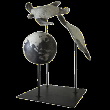Sculpture intitulée "Vol planétaire" par L-Oranger Art, Œuvre d'art originale, Céramique