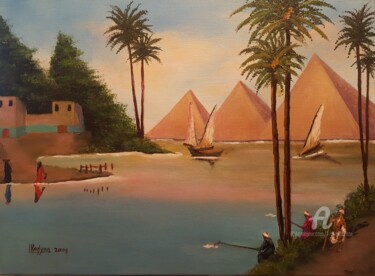 "Nubian Village on t…" başlıklı Tablo L'Orientaliste tarafından, Orijinal sanat, Petrol