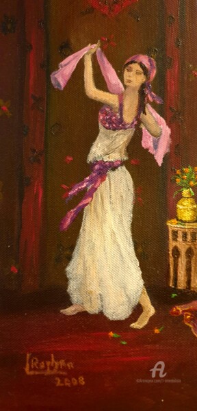Painting titled "The Arabian Dancer" by L'Orientaliste, Original Artwork, Oil