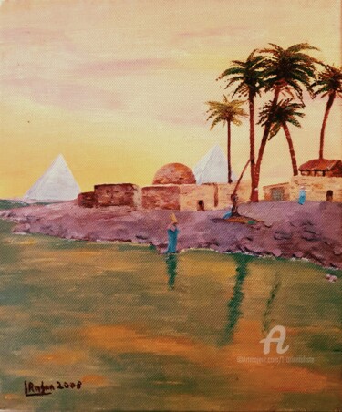 Pintura intitulada "Sunset on the River…" por L'Orientaliste, Obras de arte originais, Óleo