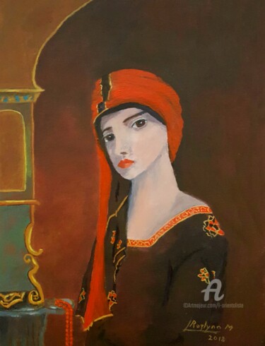 Ζωγραφική με τίτλο "Arabian Girl" από L'Orientaliste, Αυθεντικά έργα τέχνης, Ακρυλικό