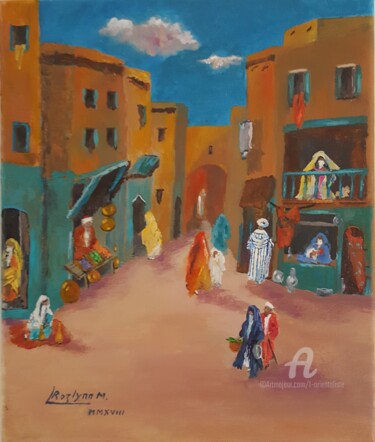 Painting titled "Vintage Corner View…" by L'Orientaliste, Original Artwork, Acrylic