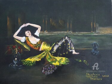 Schilderij getiteld "Reclining Odalisque" door L'Orientaliste, Origineel Kunstwerk, Olie