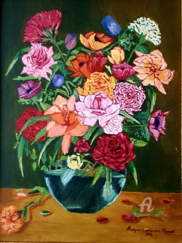 Schilderij getiteld "Mother's Day Pot of…" door L'Orientaliste, Origineel Kunstwerk, Olie