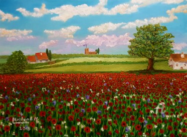 Painting titled "Poppies for Remembr…" by L'Orientaliste, Original Artwork, Acrylic