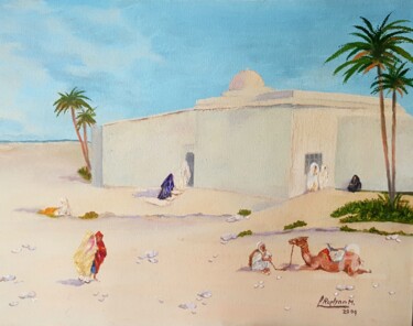 Malarstwo zatytułowany „Maqam, The Resting…” autorstwa L'Orientaliste, Oryginalna praca, Olej