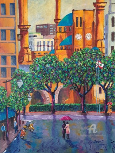 Painting titled "Beirut Downtown, Ra…" by L'Orientaliste, Original Artwork, Acrylic