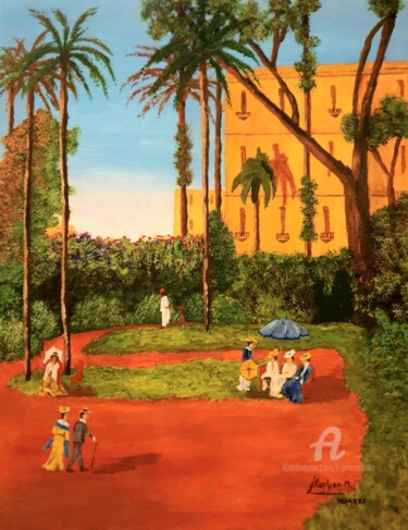 Peinture intitulée "Le Jardin Shepheard…" par L'Orientaliste, Œuvre d'art originale, Acrylique