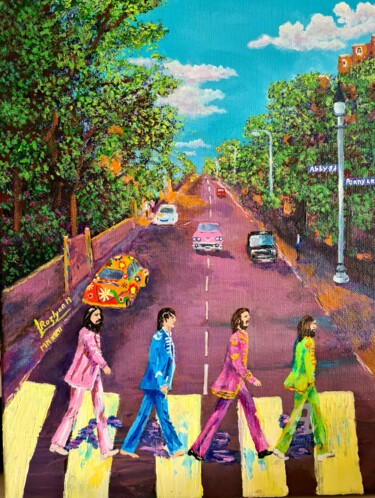 Painting titled "The Beatles, Abbey…" by L'Orientaliste, Original Artwork, Acrylic
