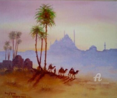 Painting titled "CAIRO AT SUNSET" by L'Orientaliste, Original Artwork, Oil