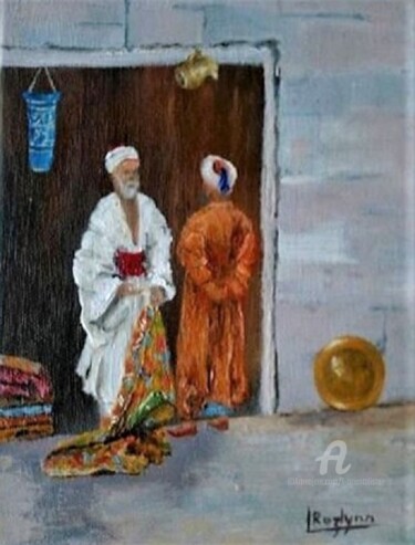 Painting titled "A RUG MERCHANT, NOR…" by L'Orientaliste, Original Artwork, Oil