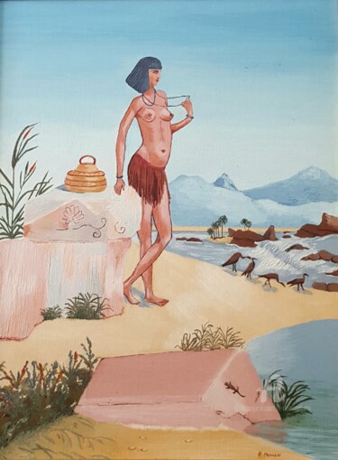 Peinture intitulée "Nubian Girl, Nubia…" par L'Orientaliste, Œuvre d'art originale, Huile