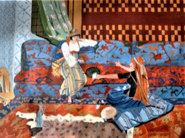 Peinture intitulée "Telling Her Fortune" par L'Orientaliste, Œuvre d'art originale, Aquarelle