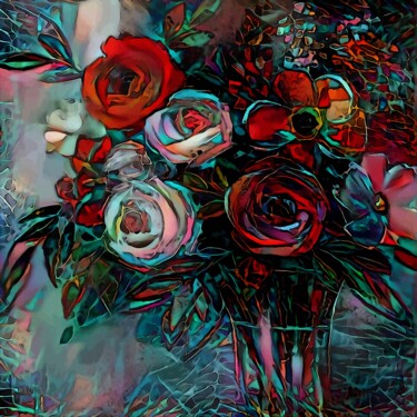 Digitale Kunst mit dem Titel "Bouquet de Mars" von L.Roche, Original-Kunstwerk, Acryl