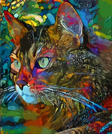 Digital Arts titled "Benito , cat" by L.Roche, Original Artwork, Acrylic