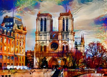 Digitale Kunst getiteld "Notre Dame, para si…" door L.Roche, Origineel Kunstwerk
