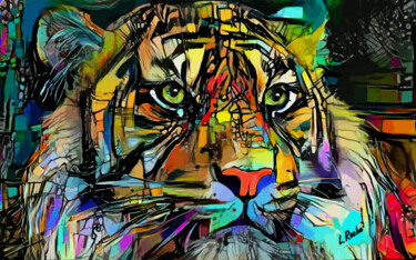 Digitale Kunst mit dem Titel "Graffi Tiger - 80x…" von L.Roche, Original-Kunstwerk, Acryl