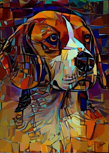Arts numériques intitulée "Beagle cube" par L.Roche, Œuvre d'art originale, Acrylique