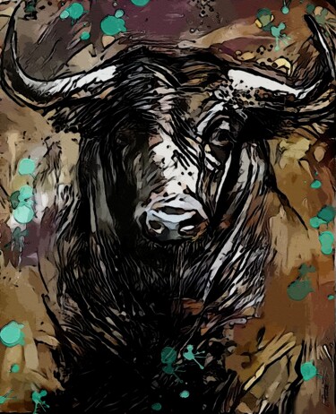 Digital Arts titled "Torito negro - Goua…" by L.Roche, Original Artwork, Acrylic