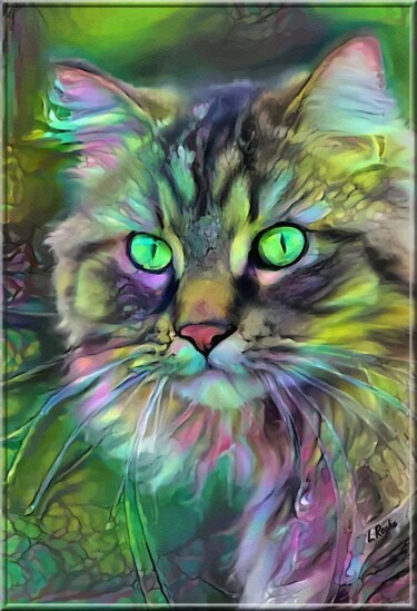 Digital Arts titled "Mila, cat" by L.Roche, Original Artwork, Acrylic