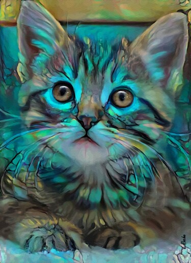 Arts numériques intitulée "Loulou, cat" par L.Roche, Œuvre d'art originale, Acrylique
