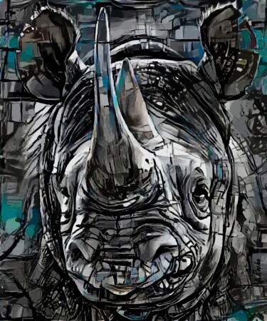 Arts numériques intitulée "Rhino" par L.Roche, Œuvre d'art originale, Acrylique