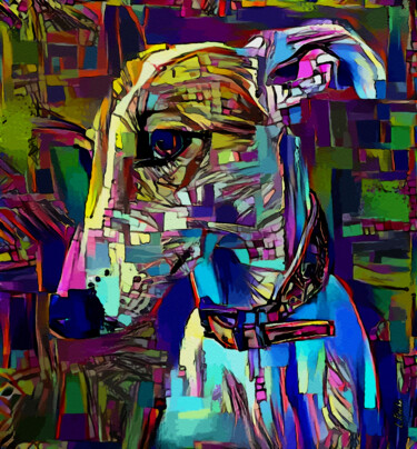 Digital Arts titled "Lily, dog" by L.Roche, Original Artwork, Acrylic