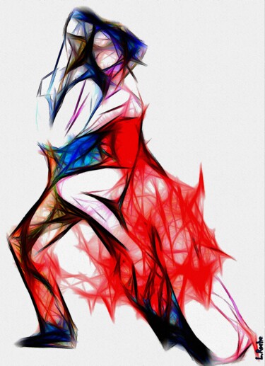 Digitale Kunst mit dem Titel "Tango serré" von L.Roche, Original-Kunstwerk, Acryl