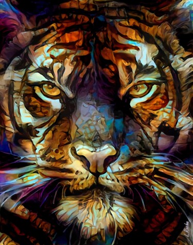 Digital Arts titled "Arturo, tiger - Mix…" by L.Roche, Original Artwork, Acrylic
