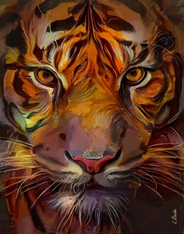 Digitale Kunst mit dem Titel "Mostaza - tiger - M…" von L.Roche, Original-Kunstwerk, Acryl