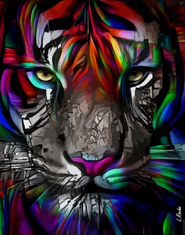Arts numériques intitulée "Tiger bang - Mix me…" par L.Roche, Œuvre d'art originale, Acrylique